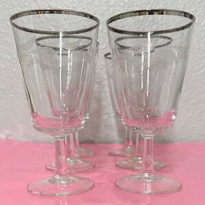 Cristal d'Arques Silver Rimmed Etched Glasses (6)
